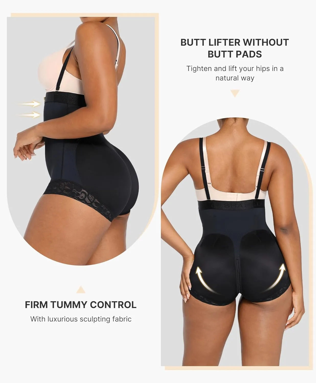 SHAPELLX Shapewear Tummy Control Butt Lifter Panties Faja Body Shaper for Women High Waist Trainer Open Bust Bodysuit