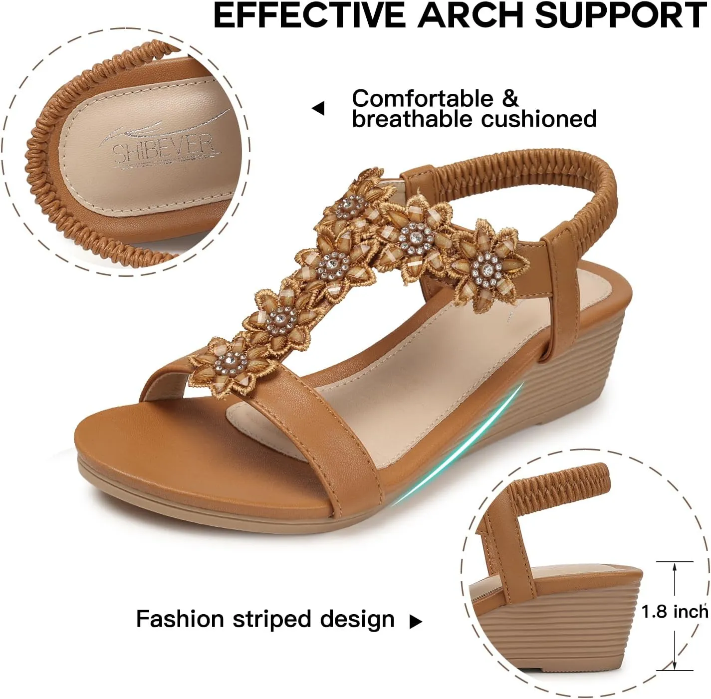 SHIBEVER Wedge Sandals for Women Dressy: Summer Platform Comfortable Low Wedges Womens Sandal