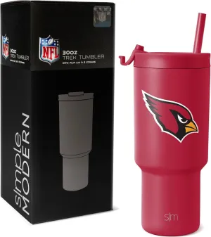 Simple Modern Officially Licensed NFL Arizona Cardinals 30 oz Tumbler with Flip Lid and Straws | Insulated Cup Stainless Steel | Gifts for Men Women | Trek Collection | Arizona Cardinals