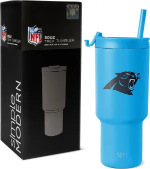 Simple Modern Officially Licensed NFL Carolina Panthers 30 oz Tumbler with Flip Lid and Straws | Insulated Cup Stainless Steel | Gifts for Men Women | Trek Collection | Carolina Panthers
