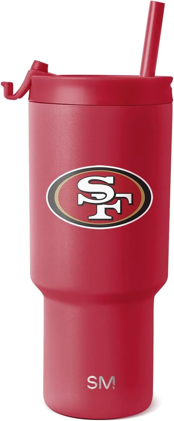 Simple Modern Officially Licensed NFL San Francisco 49rs 30 oz Tumbler with Flip Lid and Straws | Insulated Cup Stainless Steel | Gifts for Men Women | Trek Collection | San Francisco 49rs