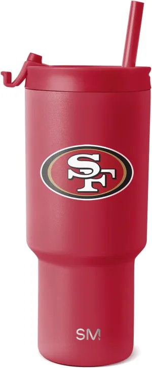 Simple Modern Officially Licensed NFL San Francisco 49rs 30 oz Tumbler with Flip Lid and Straws | Insulated Cup Stainless Steel | Gifts for Men Women | Trek Collection | San Francisco 49rs