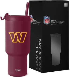 Simple Modern Officially Licensed NFL Washington Commanders 30oz Tumbler with Flip Lid and Straws | Insulated Cup Stainless Steel | Gifts for Men Women | Trek Collection | Washington Commanders