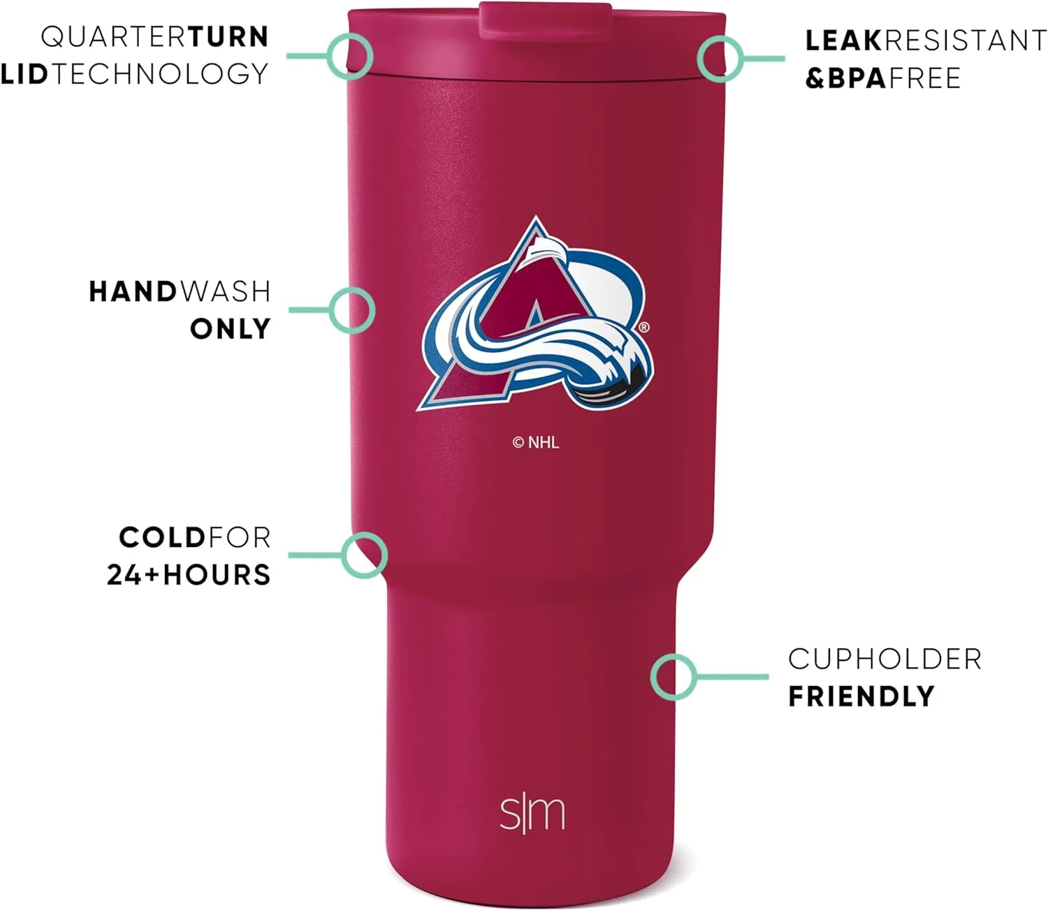 Simple Modern Officially Licensed NHL Colorado Avalanche 30 oz Tumbler with Flip Lid and Straws | Hockey Insulated Cup Stainless Steel | Gifts for Men Women | Trek Collection | Colorado Avalanche