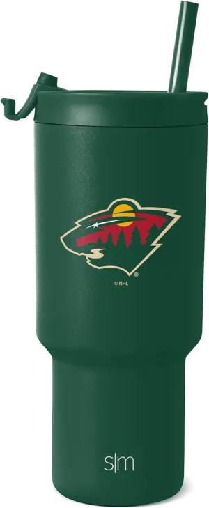 Simple Modern Officially Licensed NHL Minnesota Wild 30 oz Tumbler with Flip Lid and Straws | Hockey Insulated Cup Stainless Steel | Gifts for Men Women | Trek Collection | Minnesota Wild