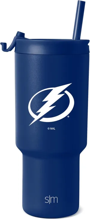 Simple Modern Officially Licensed NHL Tampa Bay Lightning 30 oz Tumbler with Flip Lid and Straws | Hockey Insulated Cup Stainless Steel | Gifts for Men Women | Trek Collection | Tampa Bay Lightning