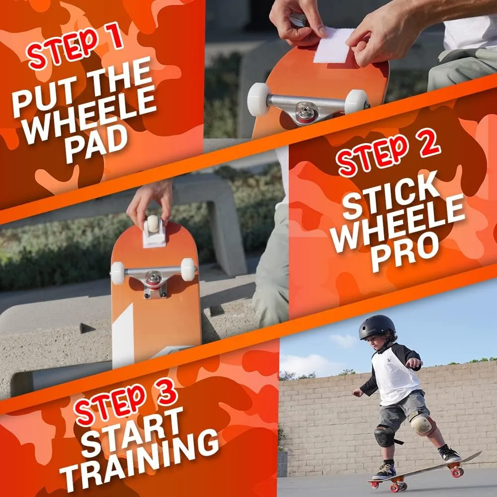 Skater Trainer Wheel. WHEELE-PRO from Kubaco. Learn Balance and Build Confidence. First Training Wheel for Skateboarding.
