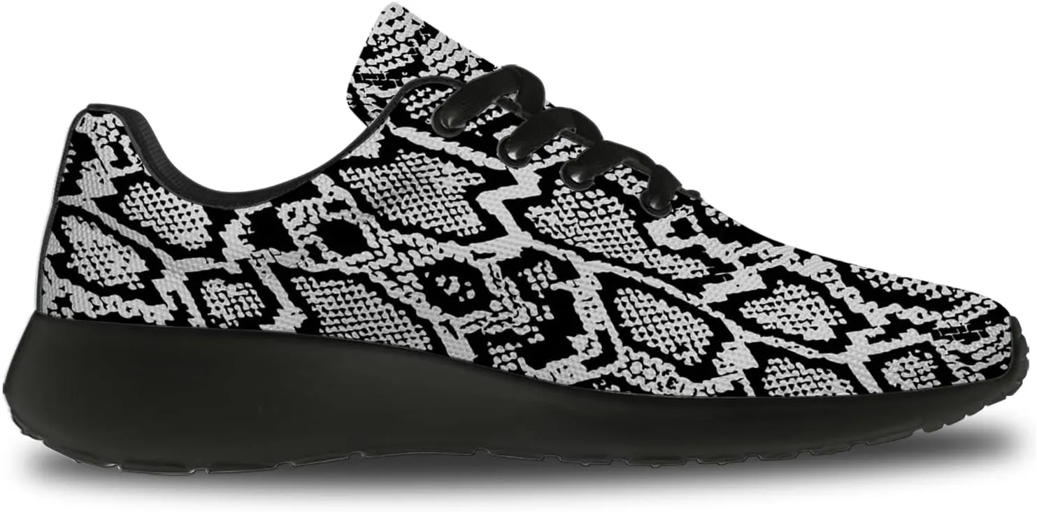 Snake Skin Print Shoes for Men Women Lightweight Comfort Running Tennis Walking Sneakers Gifts for Dad Mom
