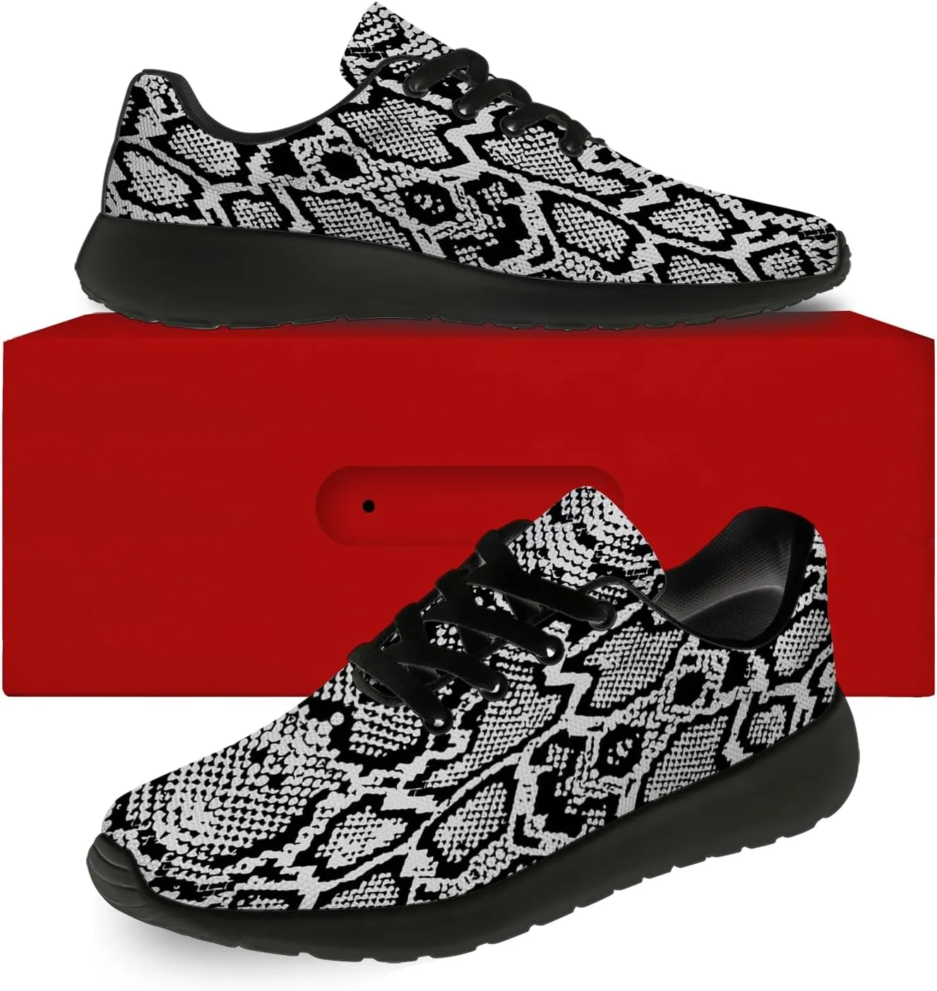 Snake Skin Print Shoes for Men Women Lightweight Comfort Running Tennis Walking Sneakers Gifts for Dad Mom