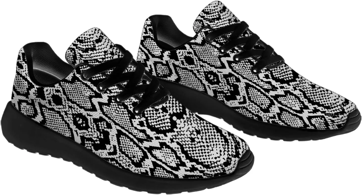 Snake Skin Print Shoes for Men Women Lightweight Comfort Running Tennis Walking Sneakers Gifts for Dad Mom