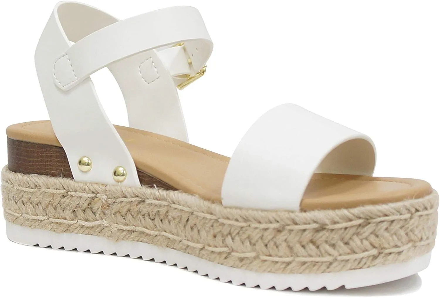 Soda CLIP ~ Women Open Toe Ankle Strap Platform Espadrille Sandal