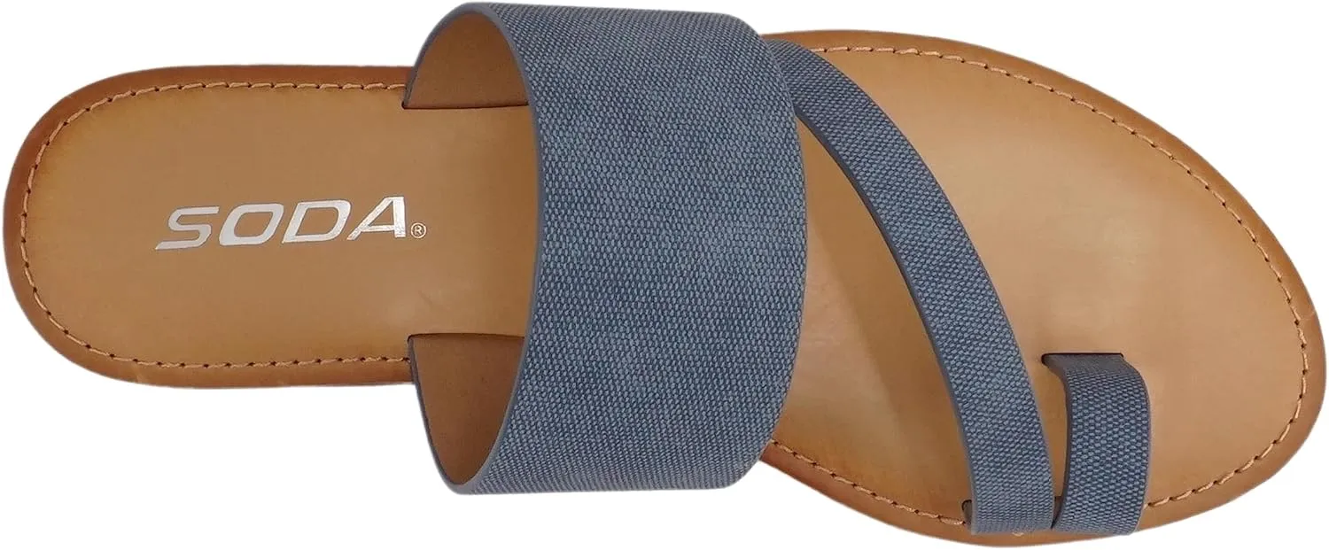 Soda Joan Womens Open Toe Slip On Flip Flop Sandals