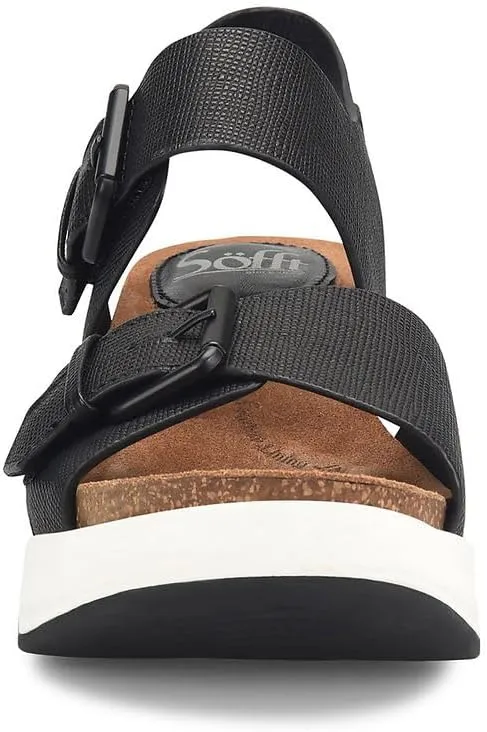 Sofft Womens Castello Leather Open Toe Wedge Sandals