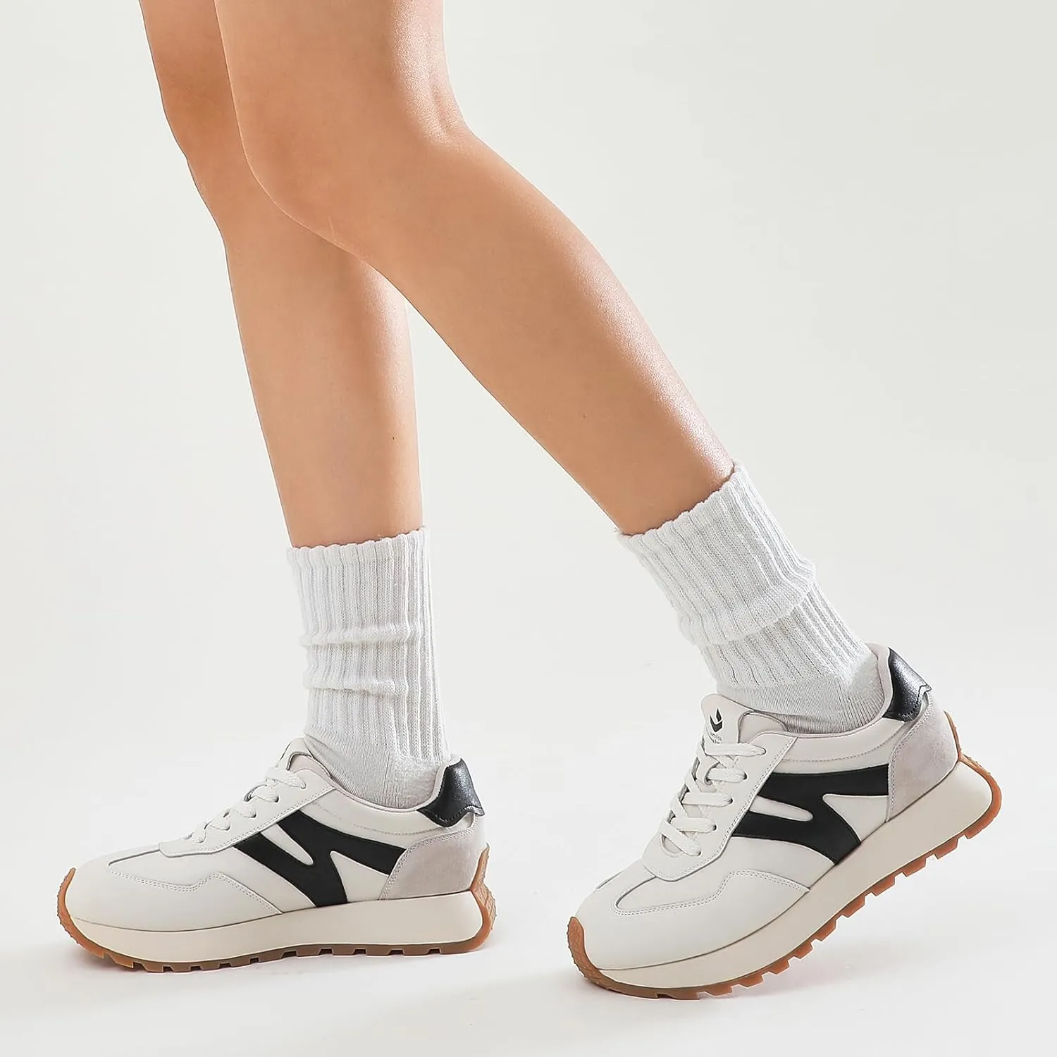 somiliss Sneakers for Women Breathable Fabric Genuine Leather Suede Upper Non Slip Walking Shoes Running Tennis Fashion Sneakers