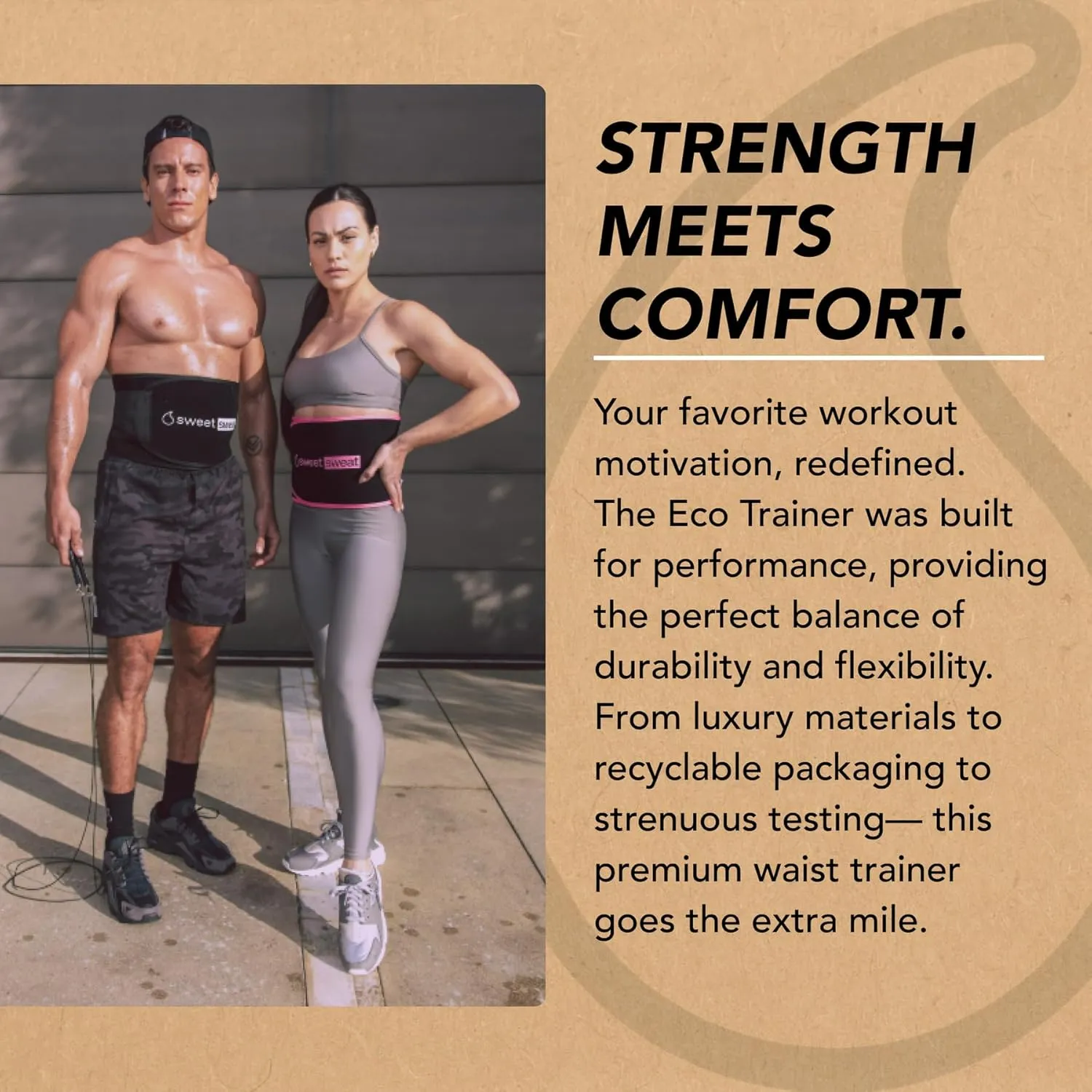 Sports Research Sweet Sweat Eco Waist Trainer - Premium Sweat Enhancing Fitness Belt for Women & Men - 4 Adjustable Sizes