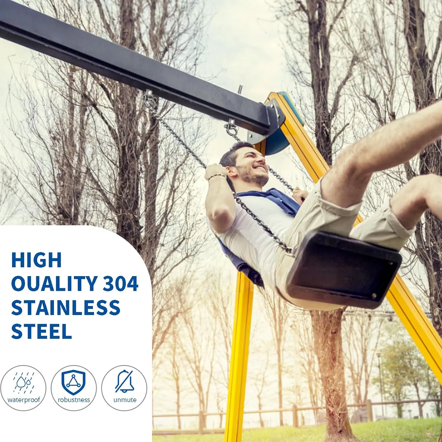 Stainless Steel 304 Swing Hangers with Bearings, Set of 2, Heavy Duty Screw Brackets for Hanging Chairs, Swings, Punching Bag, 1500LB Capacity