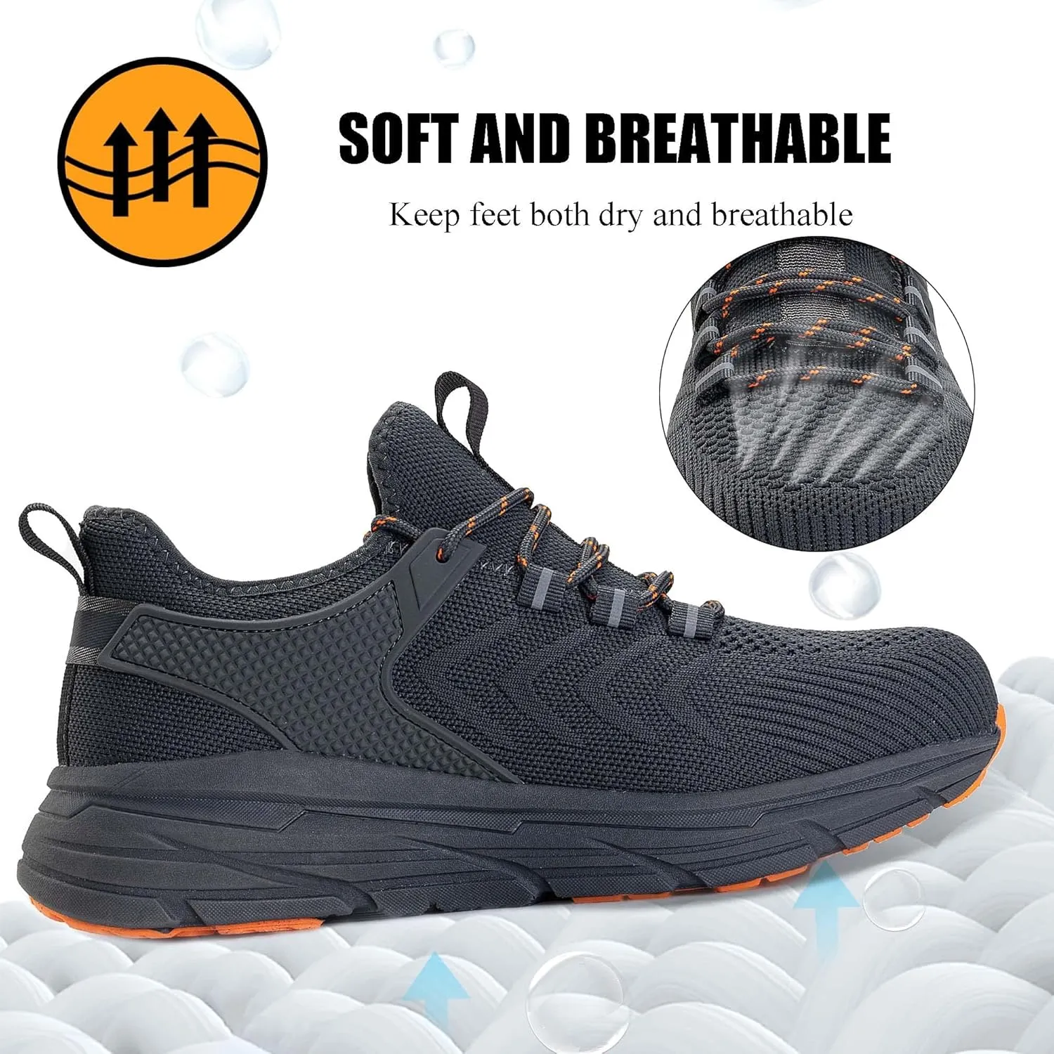 Steel Toe Shoes for Men Women,Slip On Work Safety Proof Sneakers Lightweight Comfortable for Resistant Industrial & Construction