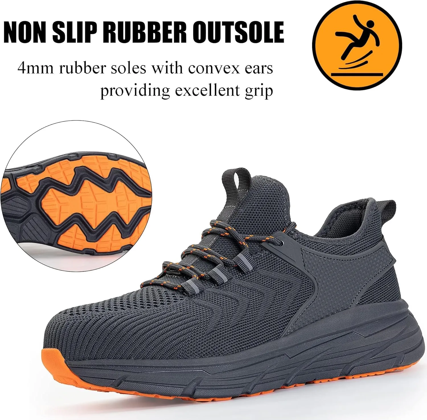 Steel Toe Shoes for Men Women,Slip On Work Safety Proof Sneakers Lightweight Comfortable for Resistant Industrial & Construction