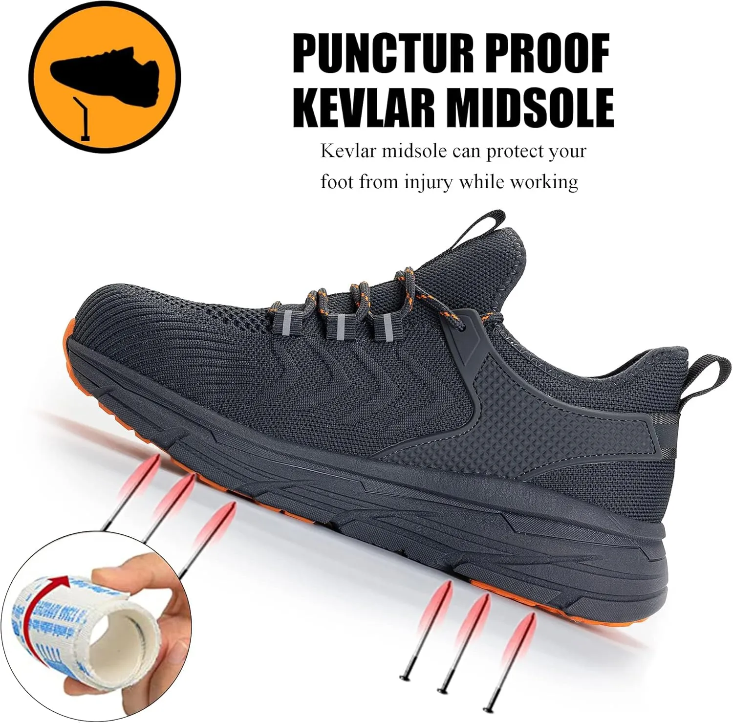 Steel Toe Shoes for Men Women,Slip On Work Safety Proof Sneakers Lightweight Comfortable for Resistant Industrial & Construction