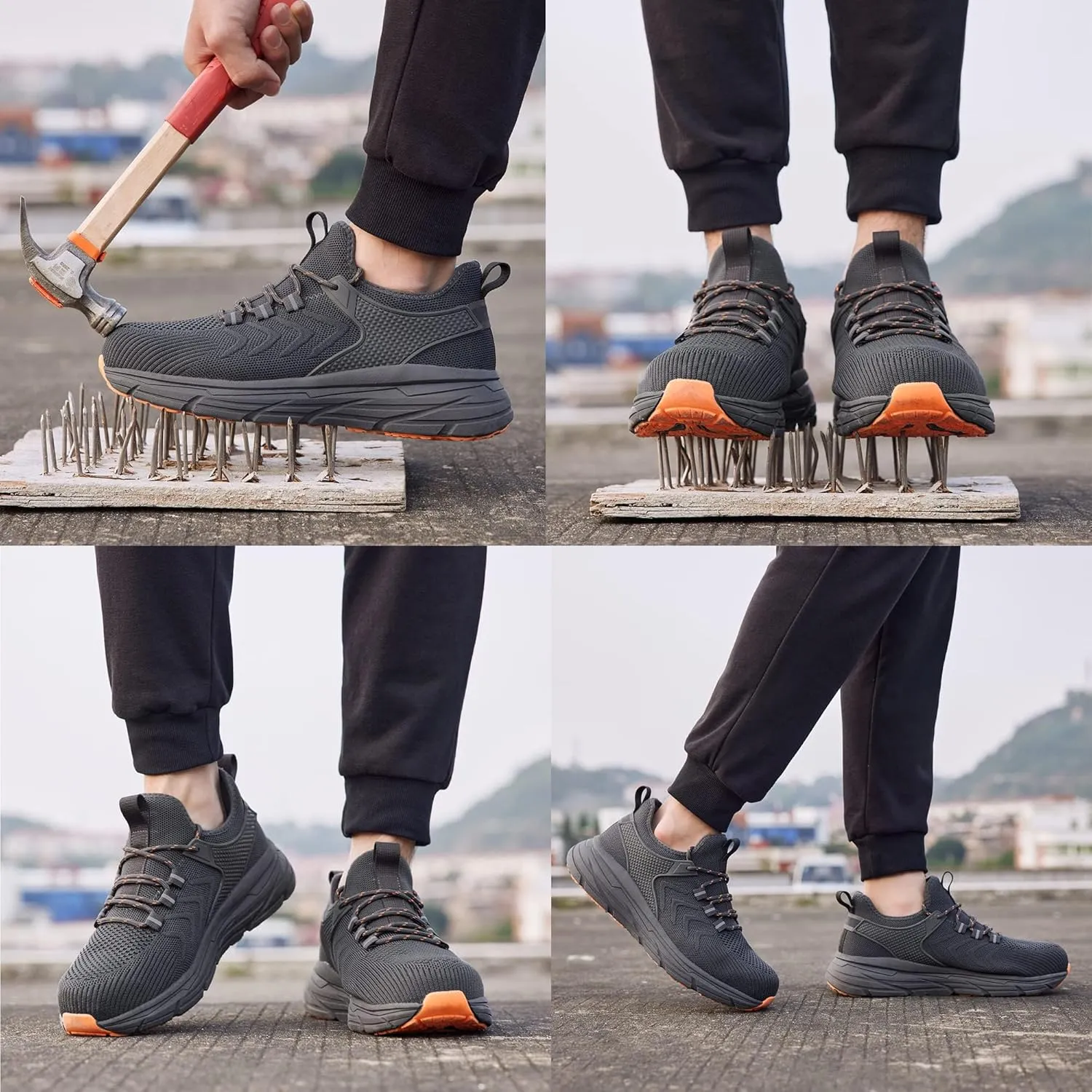 Steel Toe Shoes for Men Women,Slip On Work Safety Proof Sneakers Lightweight Comfortable for Resistant Industrial & Construction