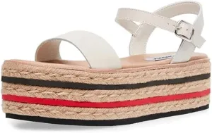 Steve Madden Zella Bone Multi Fashion Buckle Espadrille Flatform Wedge Sandals