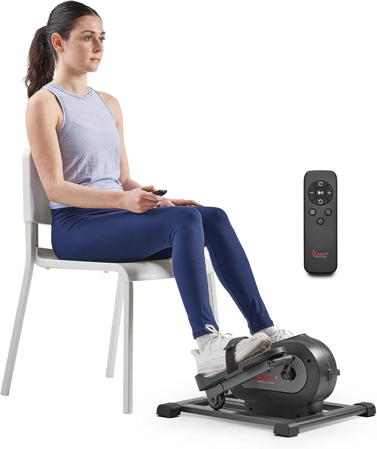 Sunny Health & Fitness Smart Motorized Mini Elliptical Trainer w/Remote Control, Indoor Under-Desk Pedal Exerciser for Seniors’ Mobility & Cardio Workout, Free SunnyFit App Bluetooth Link – SF-E324028