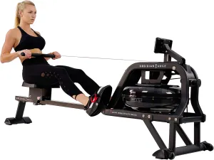 Sunny Health & Fitness Water Rowing Machine with Intense Dynamic Real-Time Resistance, 300 LB Capacity Water Rower Machine with Optional Free SunnyFit App Connectivity for Advanced Workout Metrics