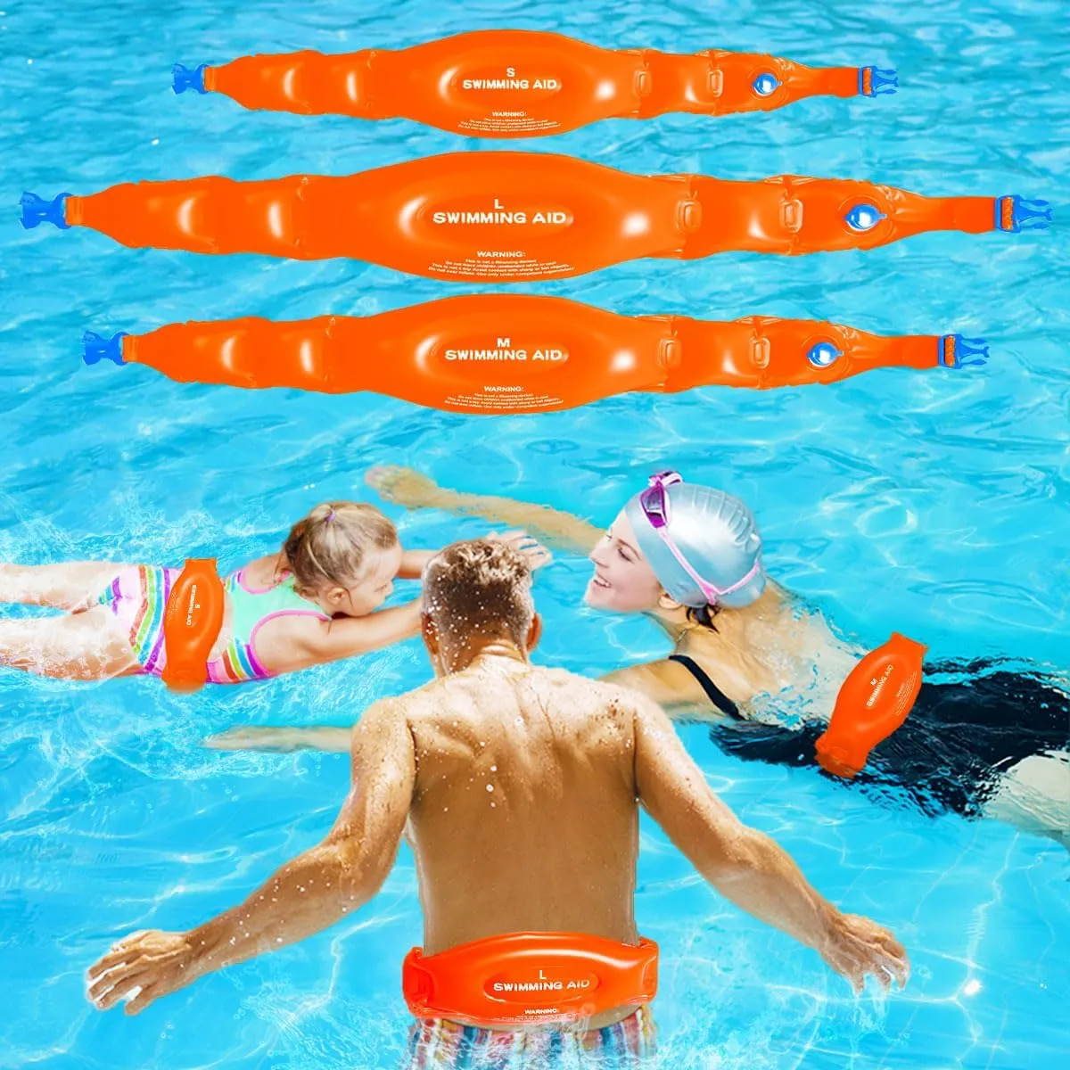 Swim Belts for Kids and Adults,Inflatable Swimming Training Aid,Back Float Safety Swim Trainer,Portable Pool Swim Float Water Aerobics Equipment Swim Buoy Waist Belts for Toddler Children