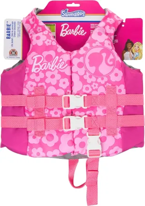 SwimWays Barbie Swim Trainer Life Jacket, US Coast Guard Approved Life Vest Kids Swim Vest, Pool Floats & Life Jackets for Kids 33-55 lbs