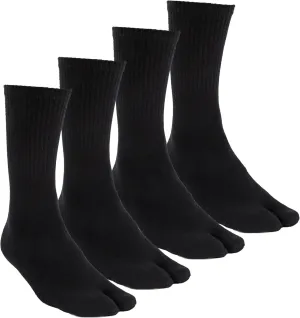 Tabi Socks, Split Toe Flip Flop Socks High Crew for Men and Women Cotton Pack of 4