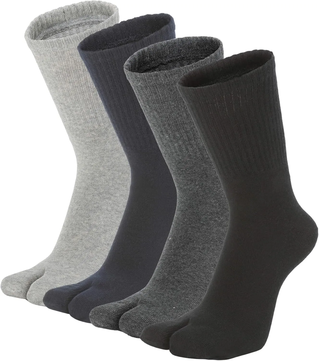 Tabi Socks, Split Toe Flip Flop Socks High Crew for Men and Women Cotton Pack of 4