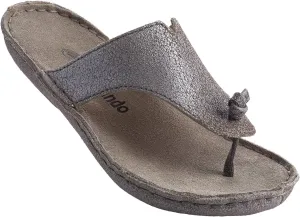 Tamarindo Beachcomber Sandal For Women Leather Softbed Flip Flop - Metallic Silver - 8.5