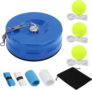 Tennis Trainer Set with 3 Rebound Balls, Tennis Training Equipment with Iron Base, Portable Tennis Training Tool, Tennis Rebounder Kit for Beginners Sport Exercise and Individual Training