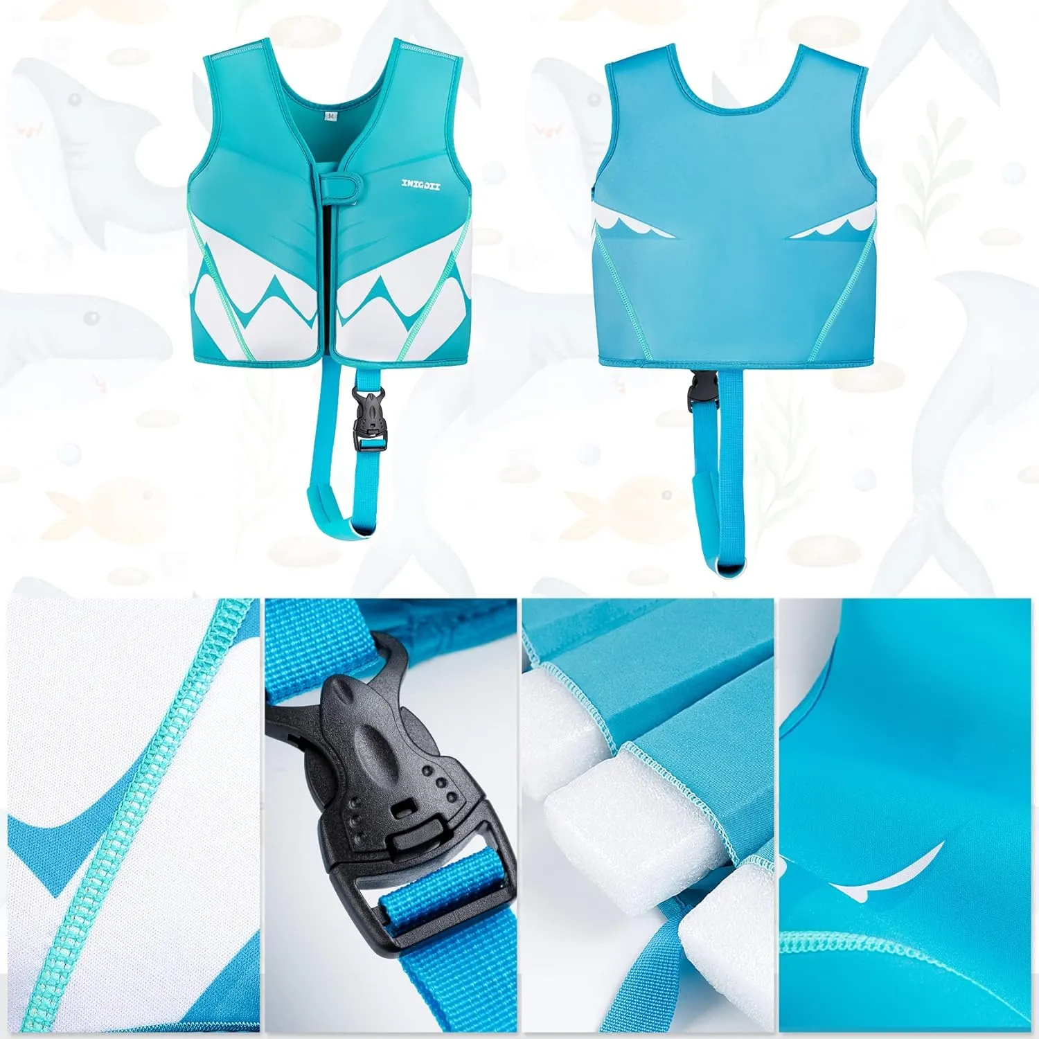 Toddler Swim Vest, Swim Jacket for Kids, Infant Swim Trainer Vest with Adjustable Safety Strap