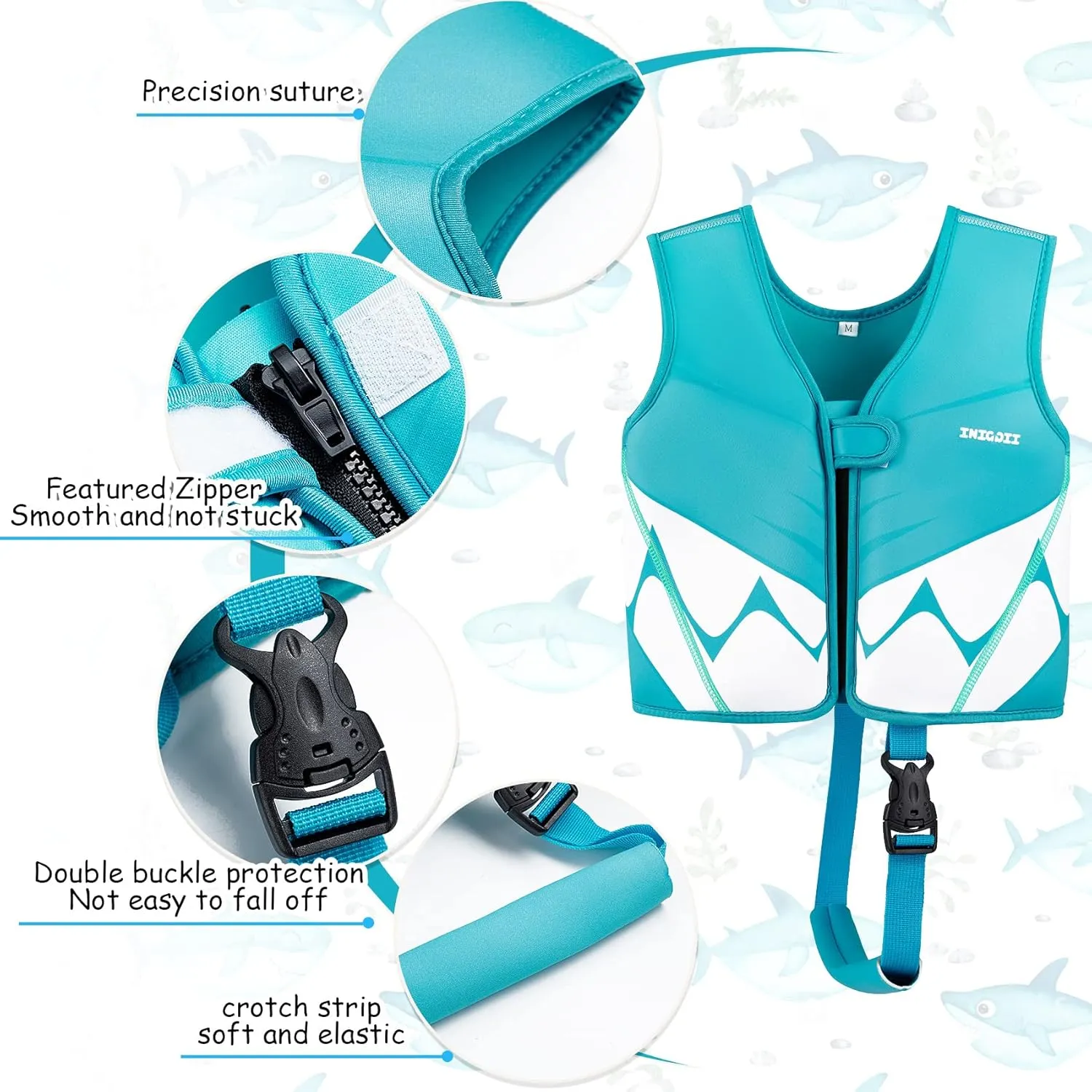 Toddler Swim Vest, Swim Jacket for Kids, Infant Swim Trainer Vest with Adjustable Safety Strap