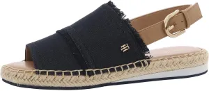 Tommy Hilfiger Womens Grove 2 Canvas Wedge Sandals Black 6.5 Medium (B,M)