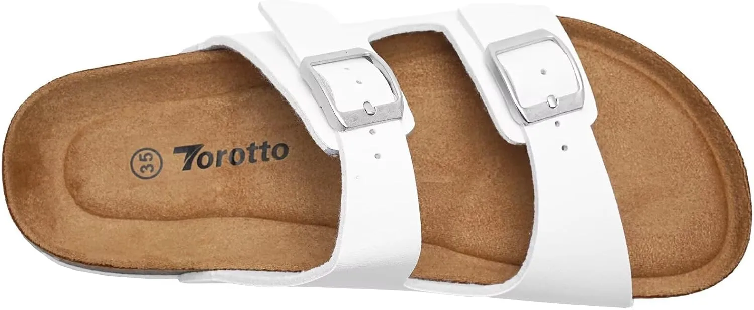 Torotto Kids Sandals Boys Girls Slide Summer Non-slip Cork Glitter Toddler Slippers with Adjustable Straps for Indoor & Outdoor