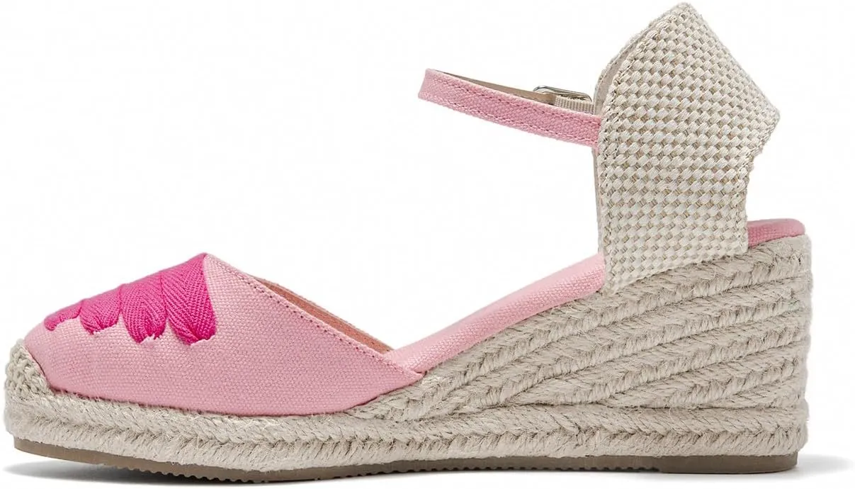 U-lite Womens Espadrille Wedge Sandals Closed Toe Ankle Strap Summer Dress Shoes