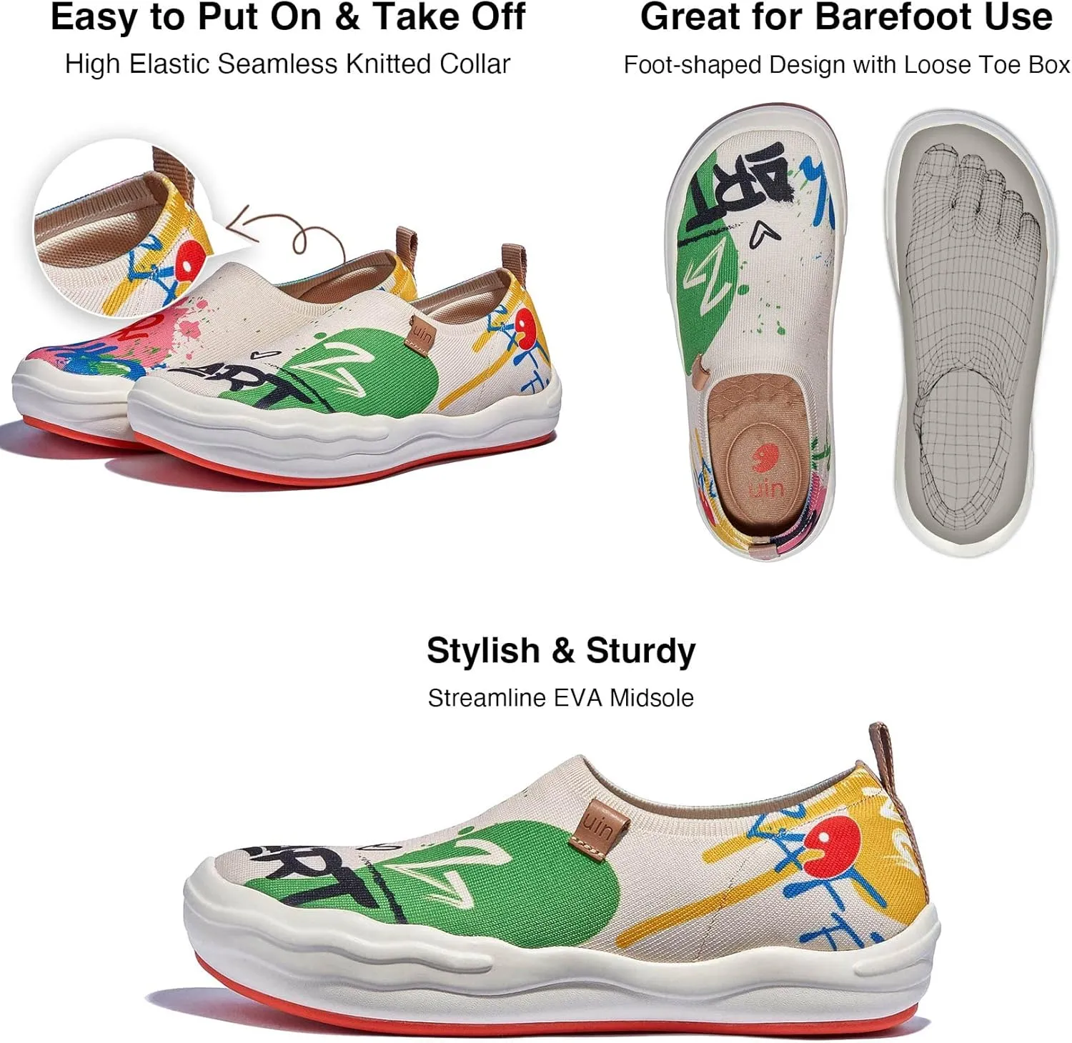UIN Women's Slip On Loafers Lightweight Walking Sneaker Art Travel Shoes Toledo Ⅷ