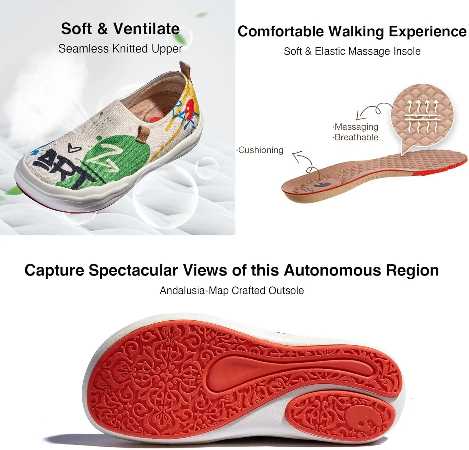 UIN Women's Slip On Loafers Lightweight Walking Sneaker Art Travel Shoes Toledo Ⅷ