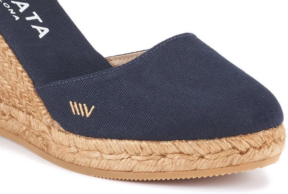 VISCATA Peratallada Canvas Wedge with Ankle Strap Handmade 3 ½” Heel Women's Sandals with Breathable Cotton Canvas and 100% Natural Jute Midsole for all Casual Occasions