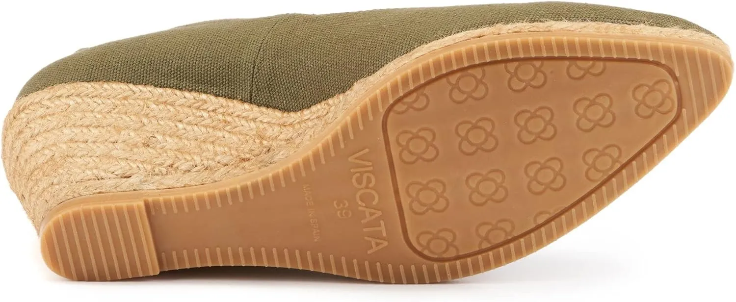 VISCATA Roses Espadrille Canvas Wedges Spain Handmade 2 ½” Heel Woman Wedge Pumps with Organic Cotton Canvas and 100% Natural Jute Midsole for All Occasions: Casual, Work, Party