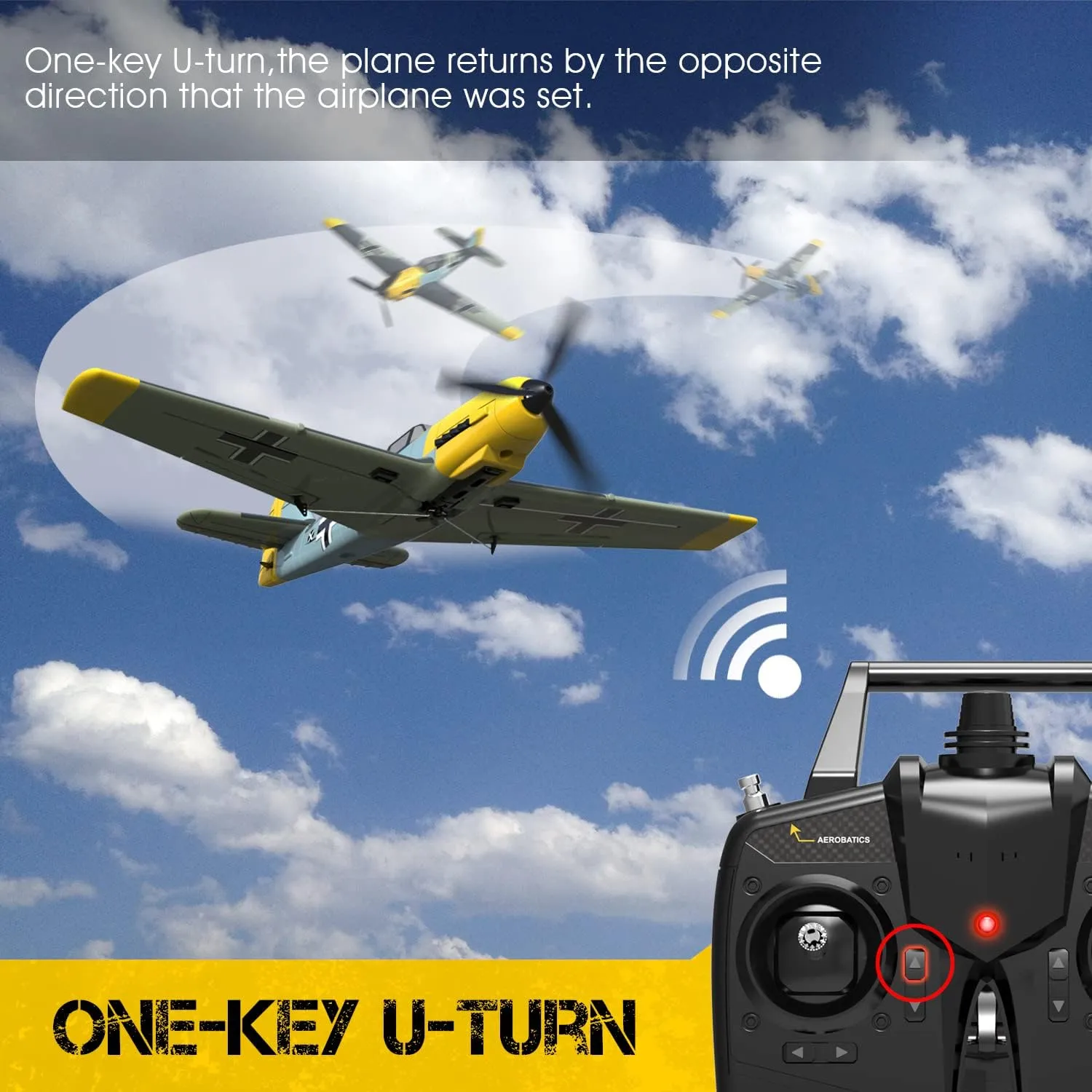 Volantexrc BF109 RC Airplane 2.4Ghz 4CH Remote Control Aircraft Ready to Fly 761-11 Radio Controlled Plane for Beginners with Xpilot Stabilization System,One Key Aerobatic