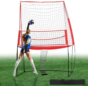 Volleyball Training Equipment Net, 11 x 8 ft Volleyball Practice Net Station, Volleyball Spike Trainer Perfect for Team or Solo Training, Home Volleyball Net