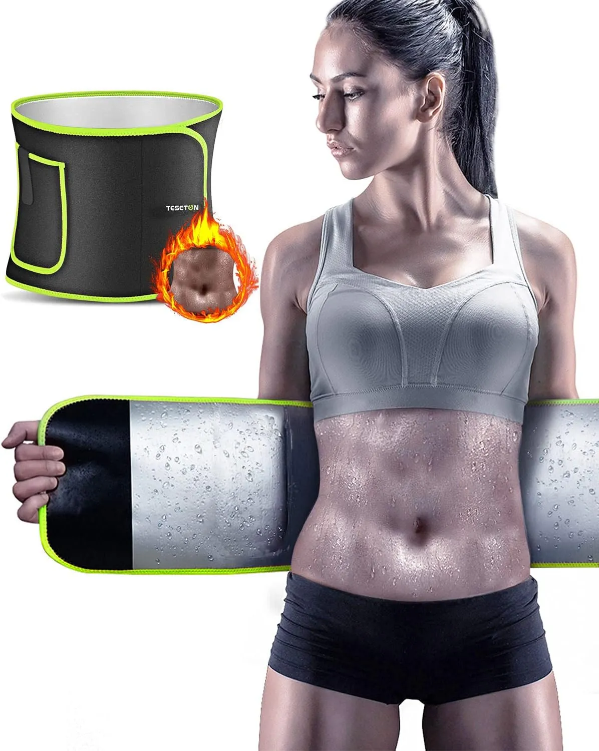 Waist Trimmer for Women Men-Sweat Band Waist Trainer for Women Lower Belly Fat, Easy to Clean