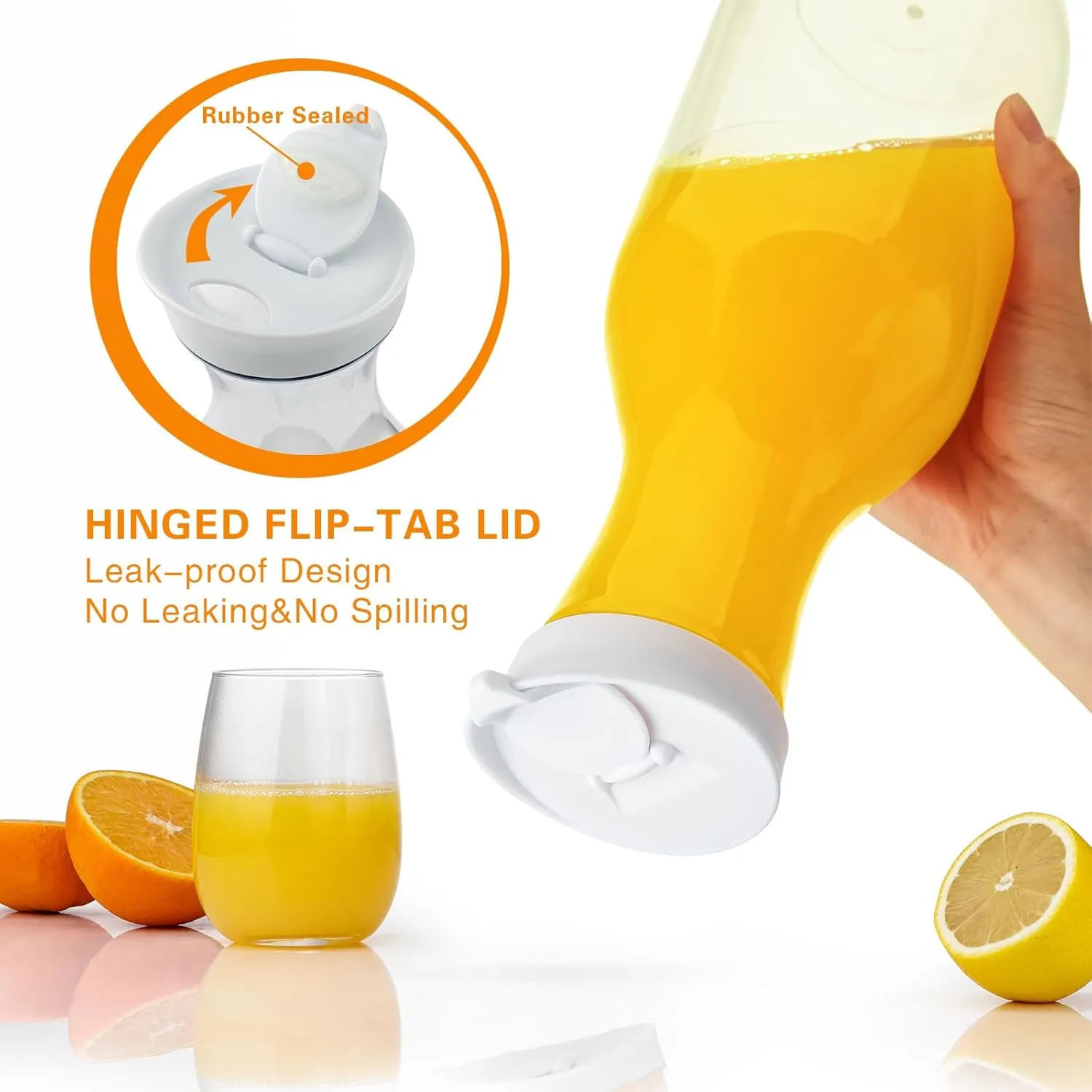 Water Carafe with Lid, 50 Oz Round Plastic Pitcher for Drinks, Milk, Mimosa Bar Supplies, Iced Tea, Juice Containers with Lids for Fridge, BPA-Free, NOT DISHWASHER SAFE, 4 Pack