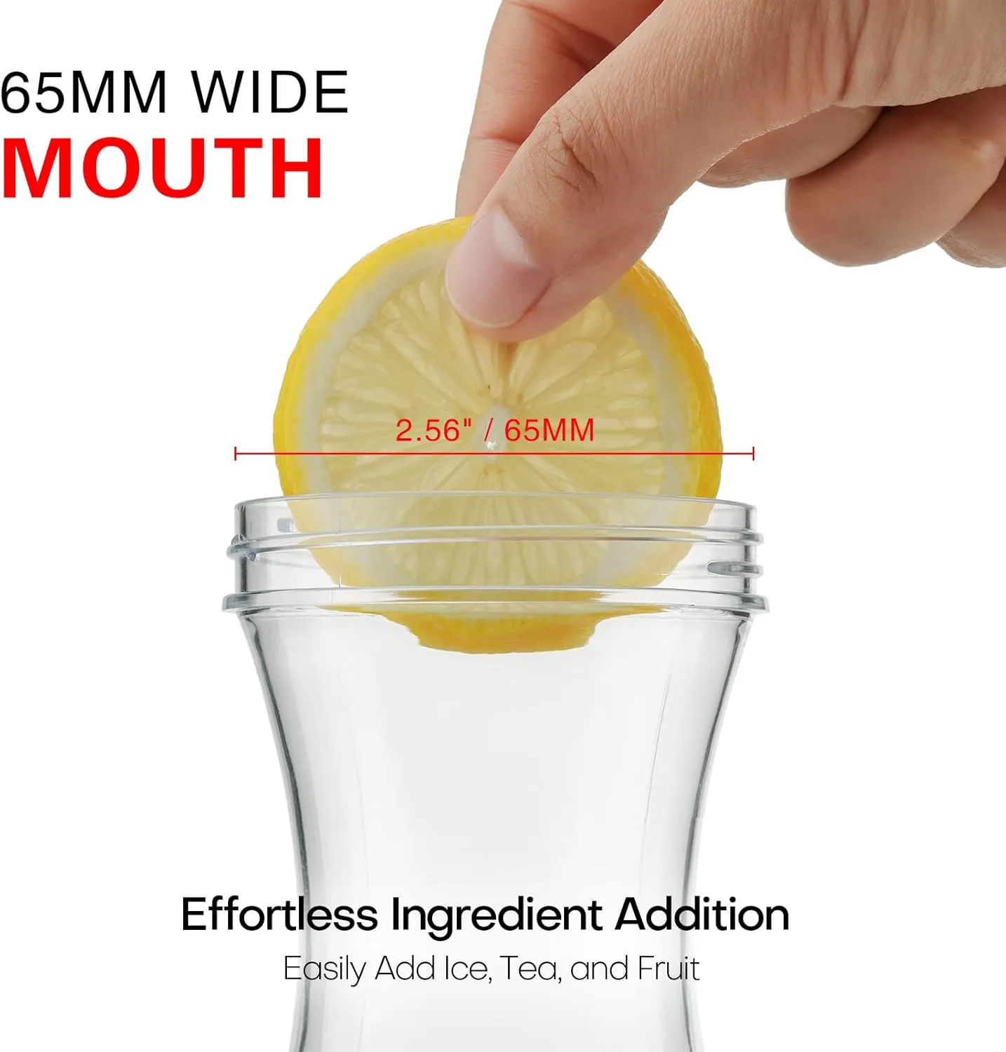 Water Carafe with Lid, 50 Oz Round Plastic Pitcher for Drinks, Milk, Mimosa Bar Supplies, Iced Tea, Juice Containers with Lids for Fridge, BPA-Free, NOT DISHWASHER SAFE, 6 Pack