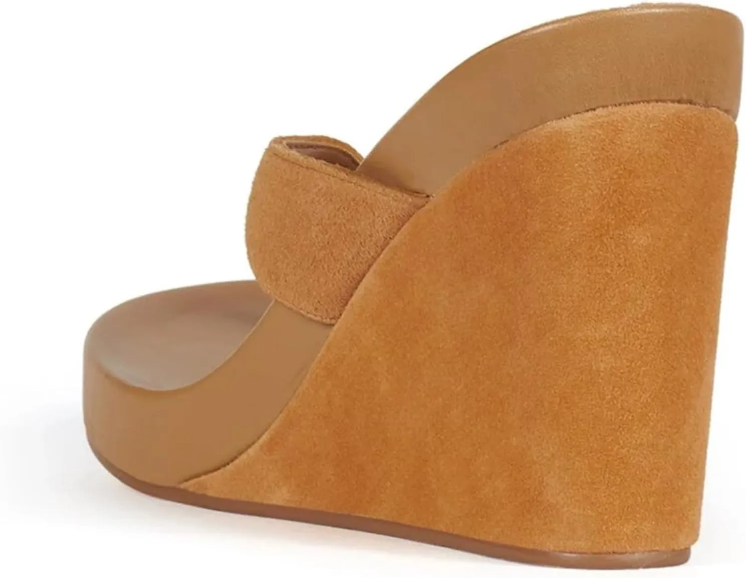 Wedge Sandals for Women Suede Arch Support Slip On Flip Flops Summer Open Round Toe Platform Thong Slide Sandals with Rubber Sole
