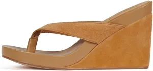 Wedge Sandals for Women Suede Arch Support Slip On Flip Flops Summer Open Round Toe Platform Thong Slide Sandals with Rubber Sole