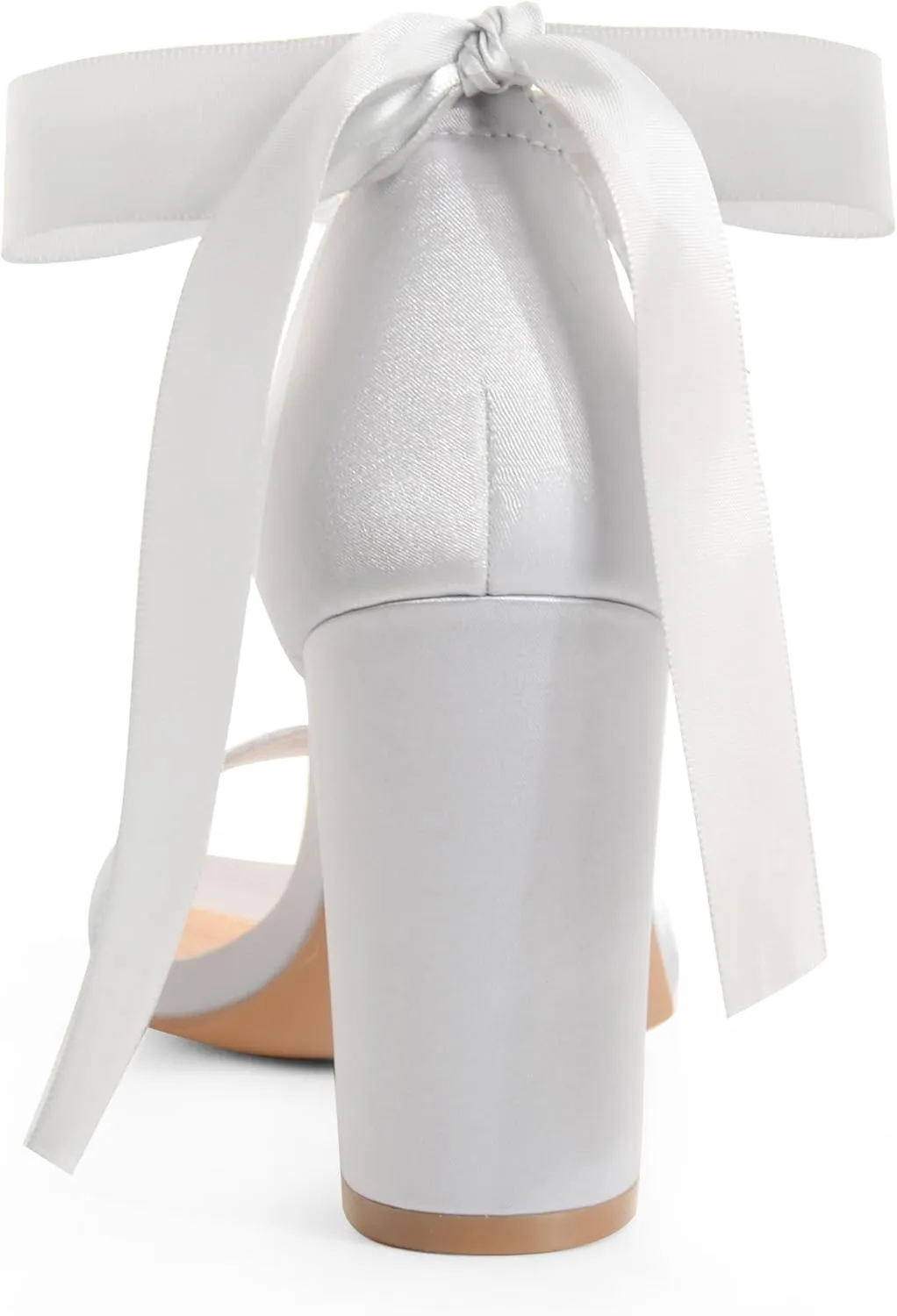 White Block High Heels for Women - Pearl Square Open Toe Chunky Bow Heels - Wedding Bridal Shoes for Prom Party Dress